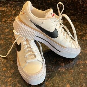 Nike Court Legacy Lift White and Black Gold Women's Sneakers